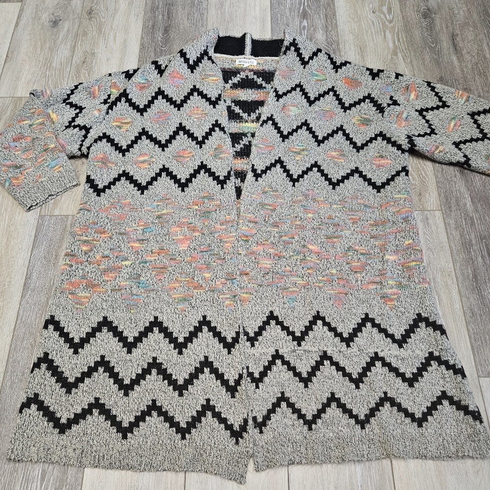 Margeaux & Ellie Multicolor Open Front Knit Duster Cardigan Women's 1X Plus